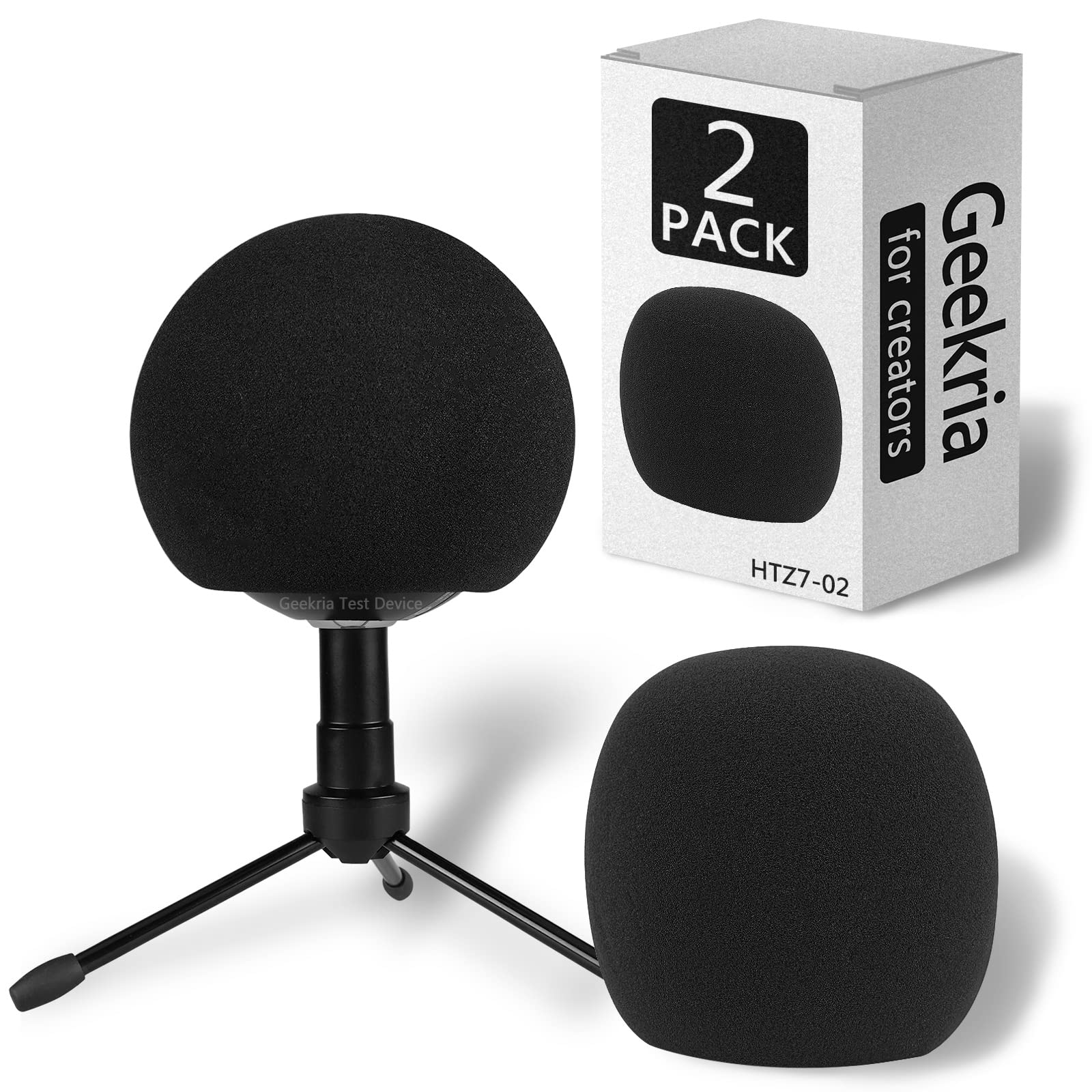 Geekria for Creators Foam Windscreen Compatible with Blue Snowball, Snowball ICE Microphone Antipop Foam Cover, Mic Wind Cover, Sponge Foam Filter (Black / 2 Pack)
