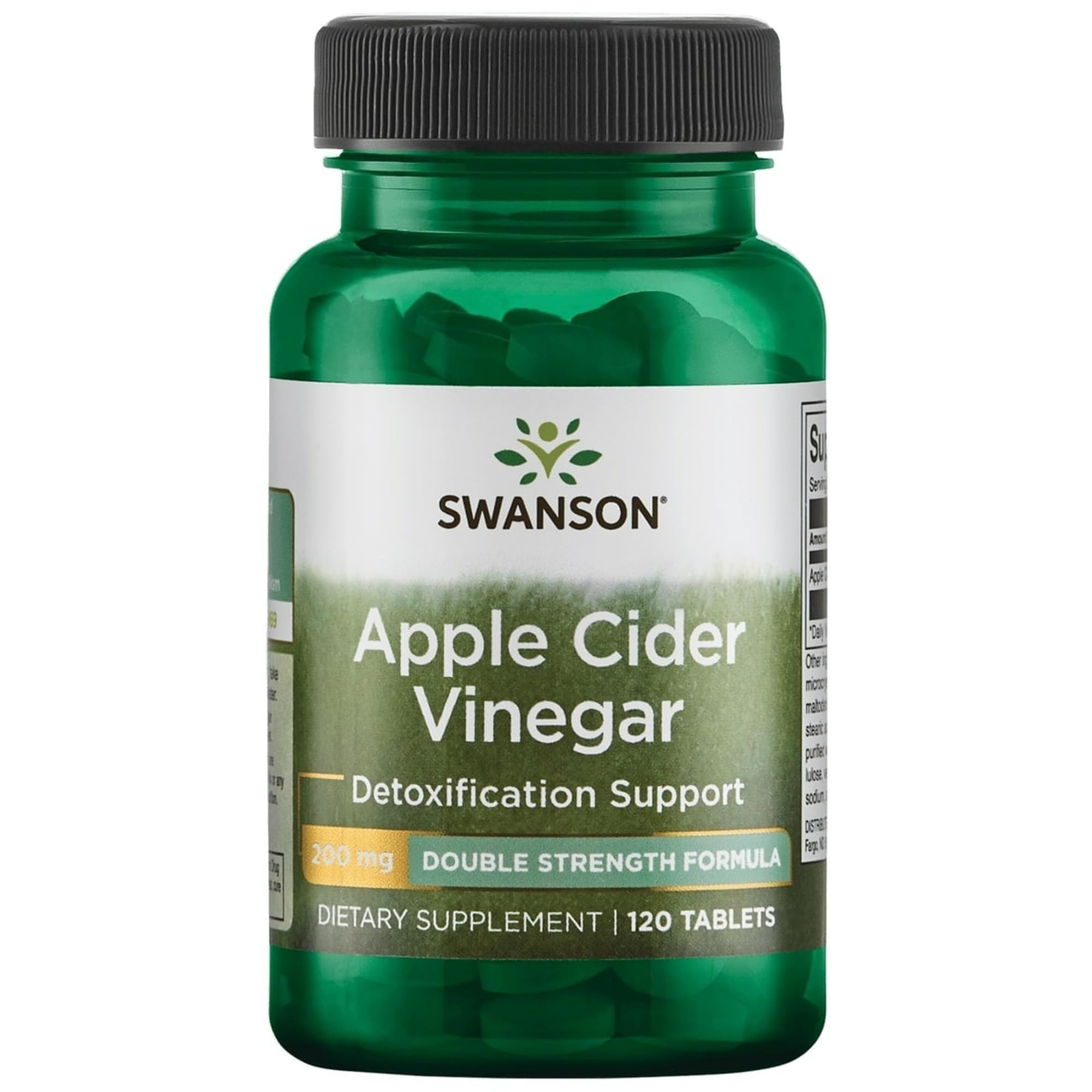 Swanson Double-Strength Apple Cider Vinegar 200 mg, 120 Tablets 120 Count (Pack of 1)