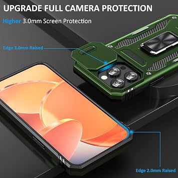 iPhone 15 Pro Max用ケース カメラカバー付き キックスタンドリングホルダー付き マグネット式 カーマウント機能付き iPhone15 Pro Max用 オリーブグリーン