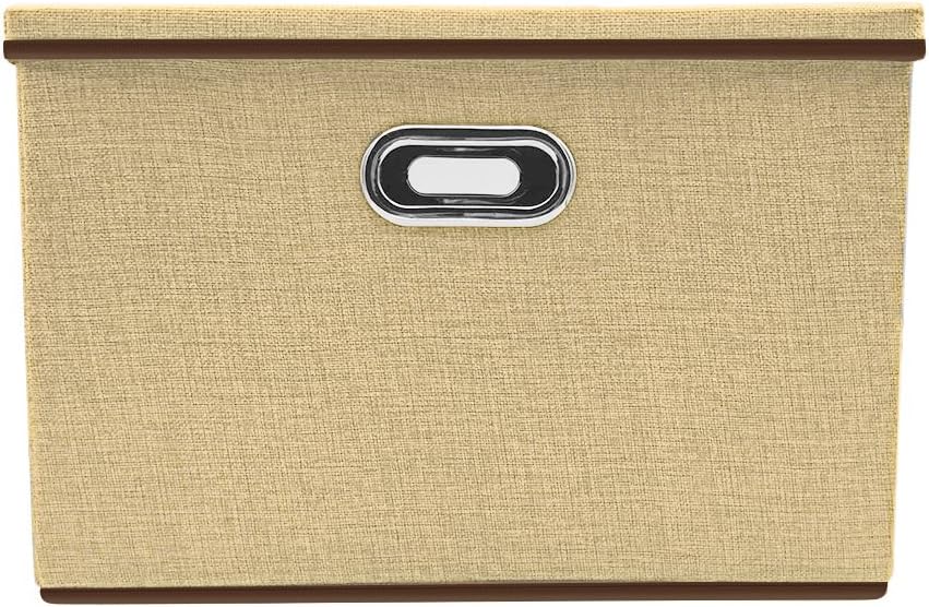 JL Comfurni Storage Box - Foldable Organiser Cubic Basket Bin for Laundry, Toy, Colthes, DVDs (Beige)