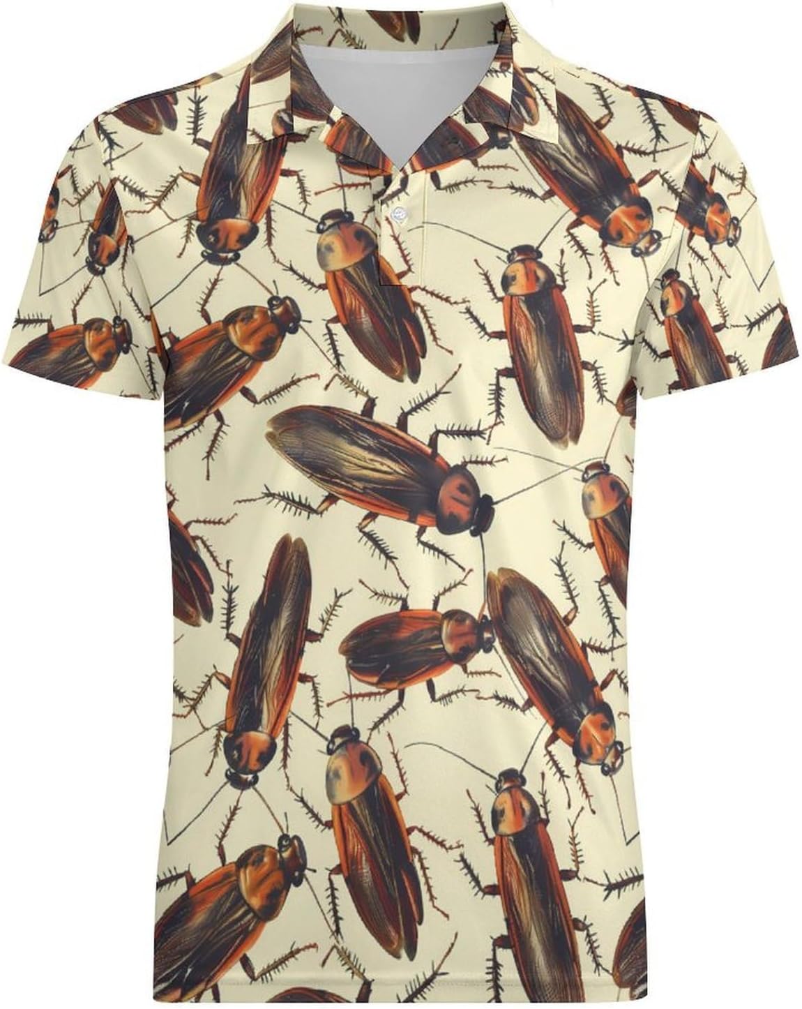 Cockroach Novelty Men's Short Sleeve Shirt Golf Tennis Shirts Work T-Shirt Sport Tee