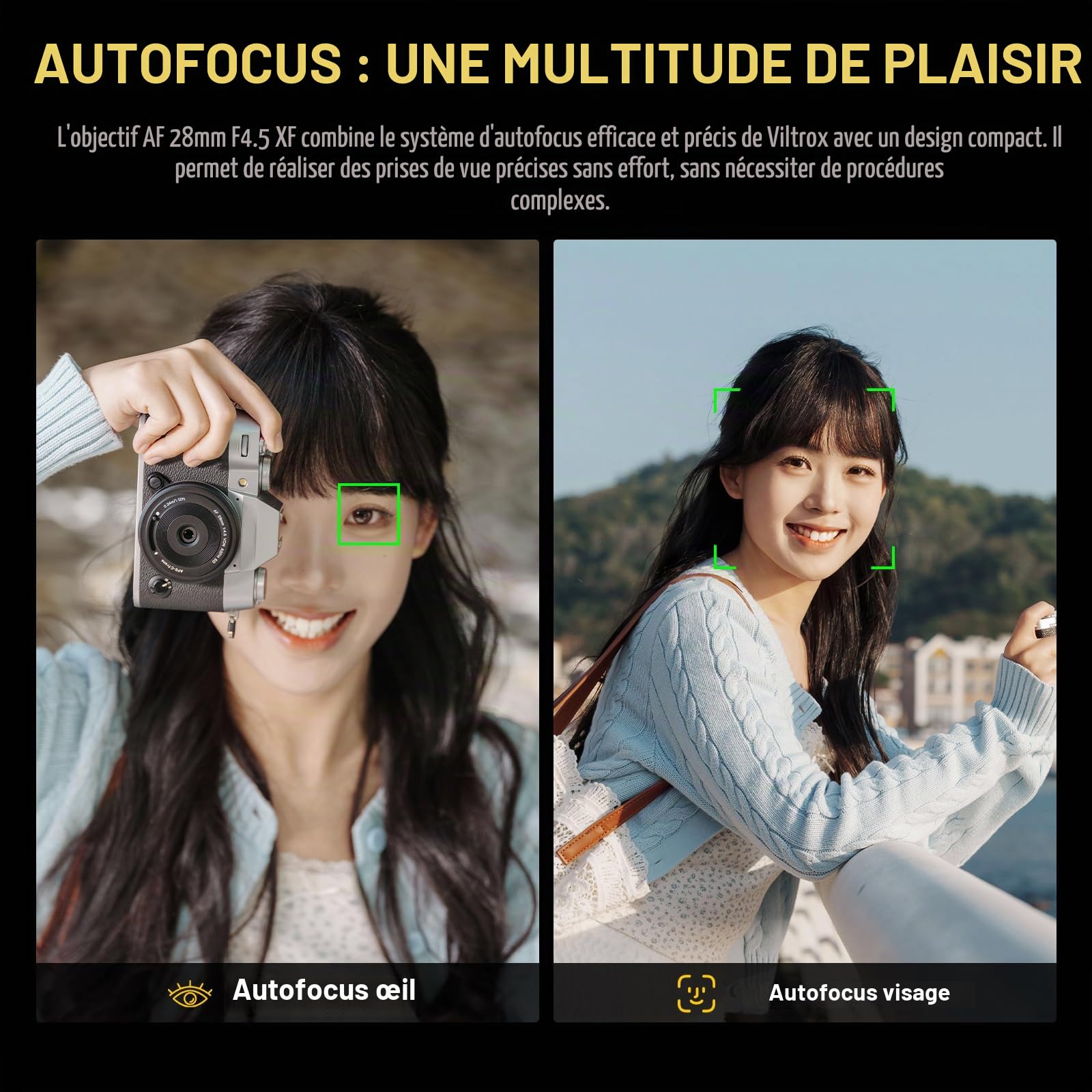 VILTROX 28mm F4.5 pour Fuji Ultra-Thin Pancake Objectif X-Mount Auto Focus 28 mm f/4.5 XF Chips-Size Objectif Grand Angle APS-C pour Fujifilm