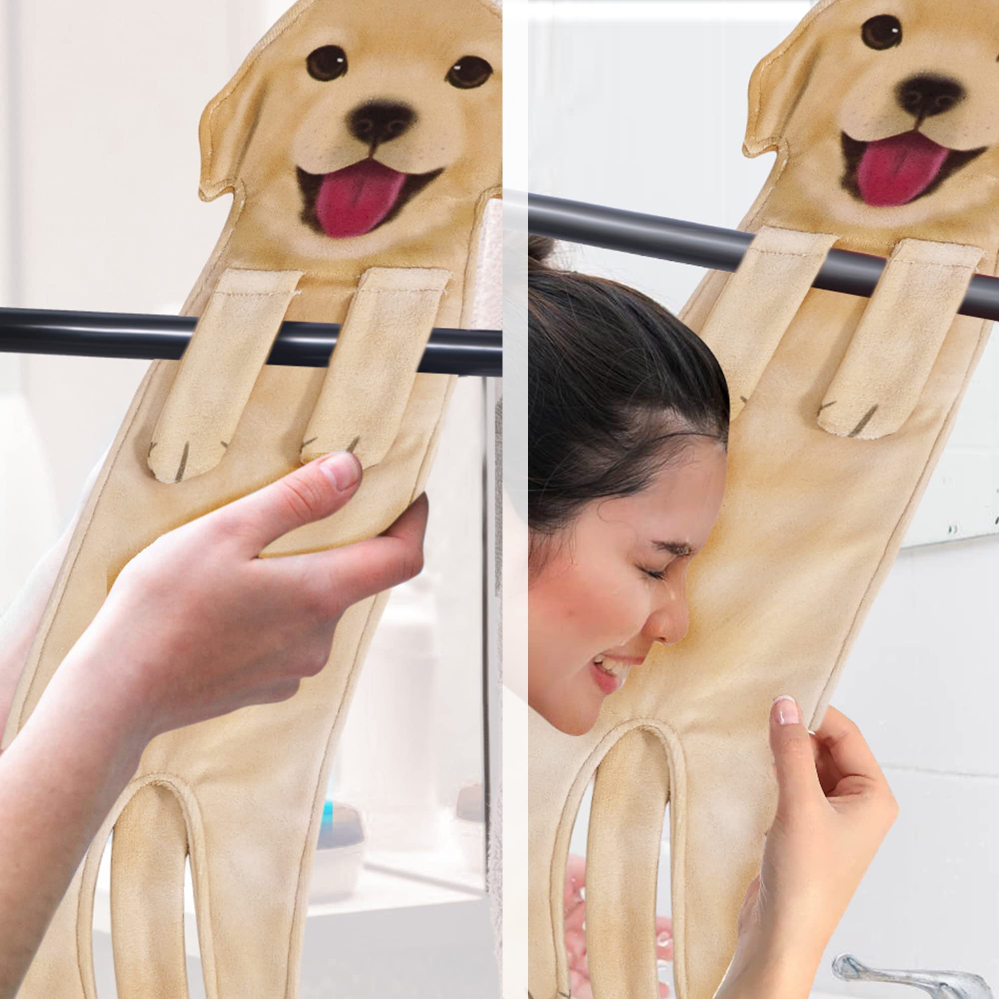 Asciugamani Divertenti A Forma Di Cane – In Spugna, Super Assorbenti, Con Bottone A Pressione, Per Bagno, Cucina E Toelettatura - 5