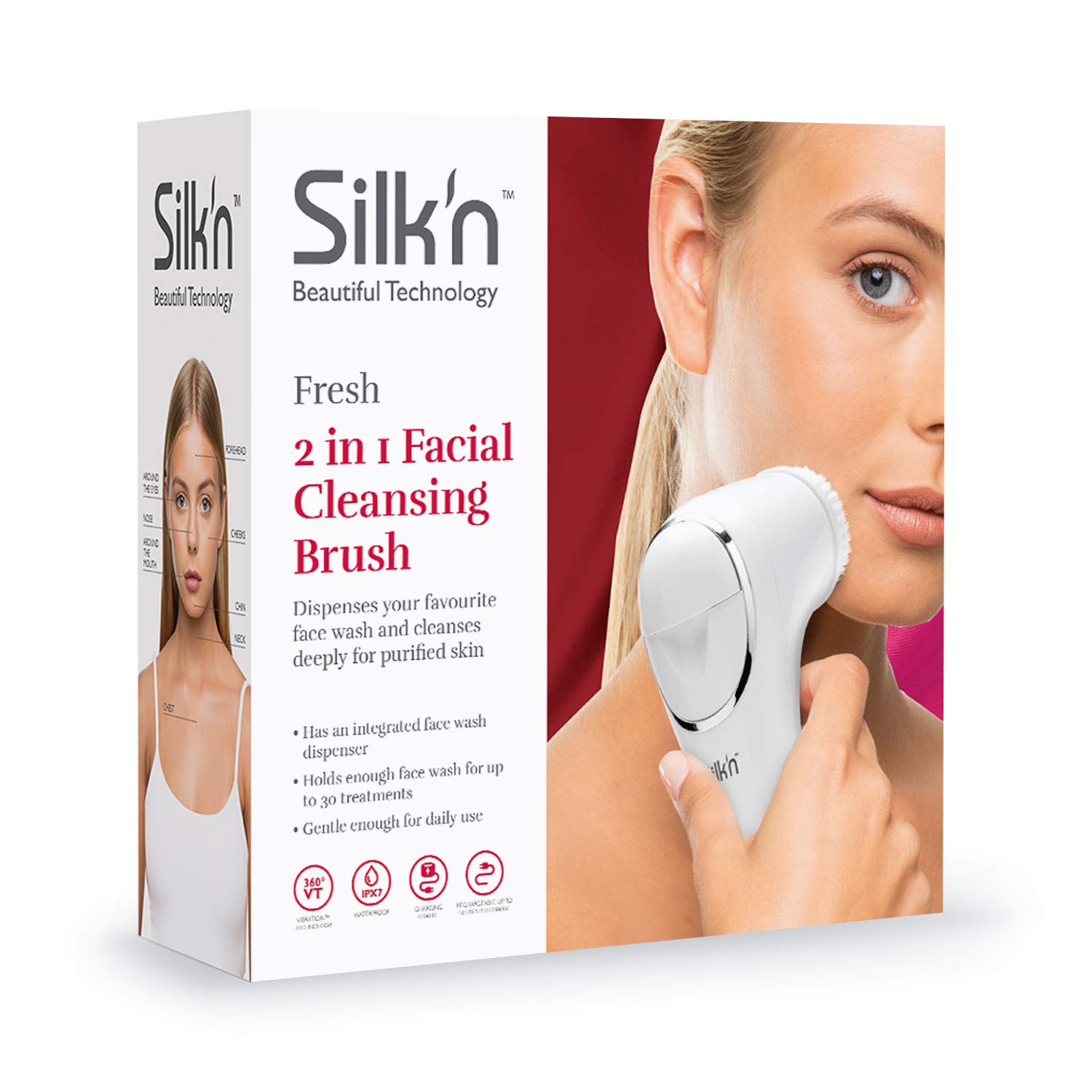 Silk'n Fresh – szczotka do oczyszczania twarzy z dozownikiem do balsamu do czyszczenia twarzy i masażu skóry