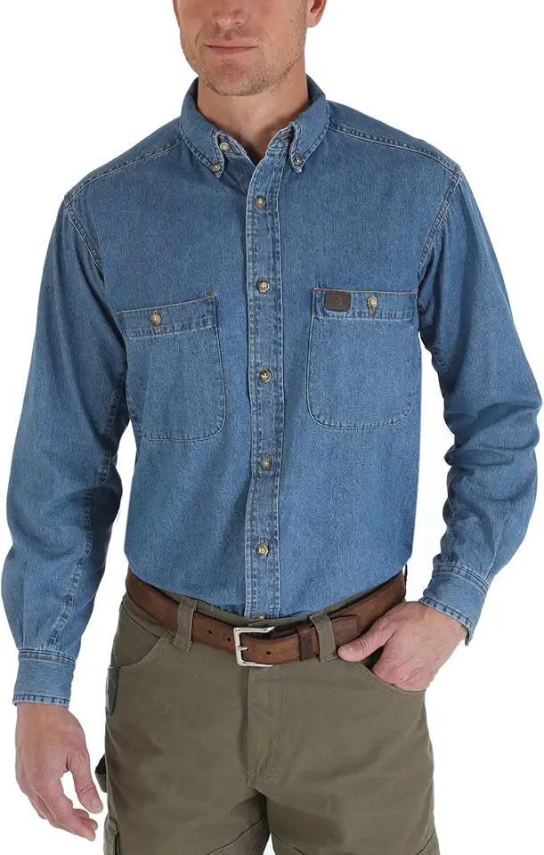 Wrangler Mens Riggs Workwear Logger Twill Long Sleeve...