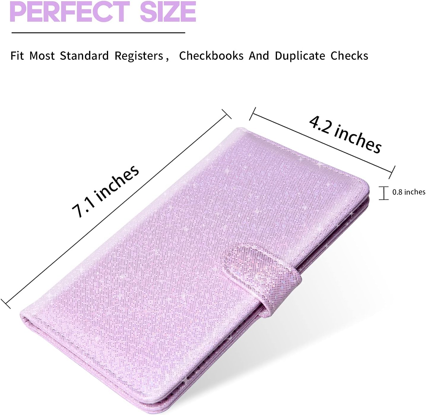 MCmolis Checkbook Cover(2021Edition)- Leather Standard Register Checkbook Case With Magnetic Closure Check Book Cover Holder Wallet for Women-Sparkly Pink