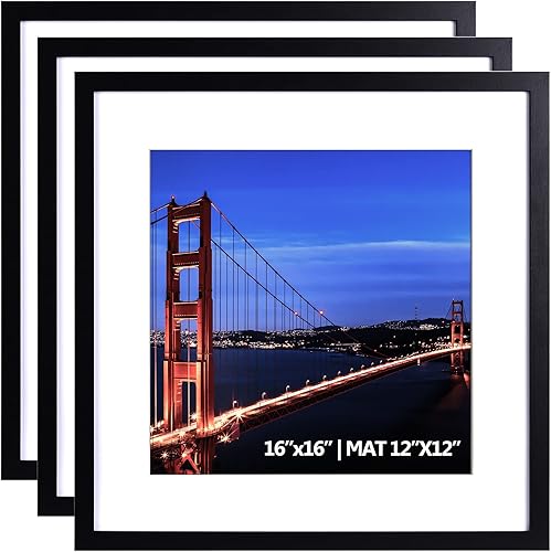 Vista 153 de Yaetm Portarretratos de 12 x 12 pulgadas con paspartú para fotos de 8 x 8 pulgadas, juego de 9 marcos cuadrados de 12 x 12 pulgadas, marco blanco