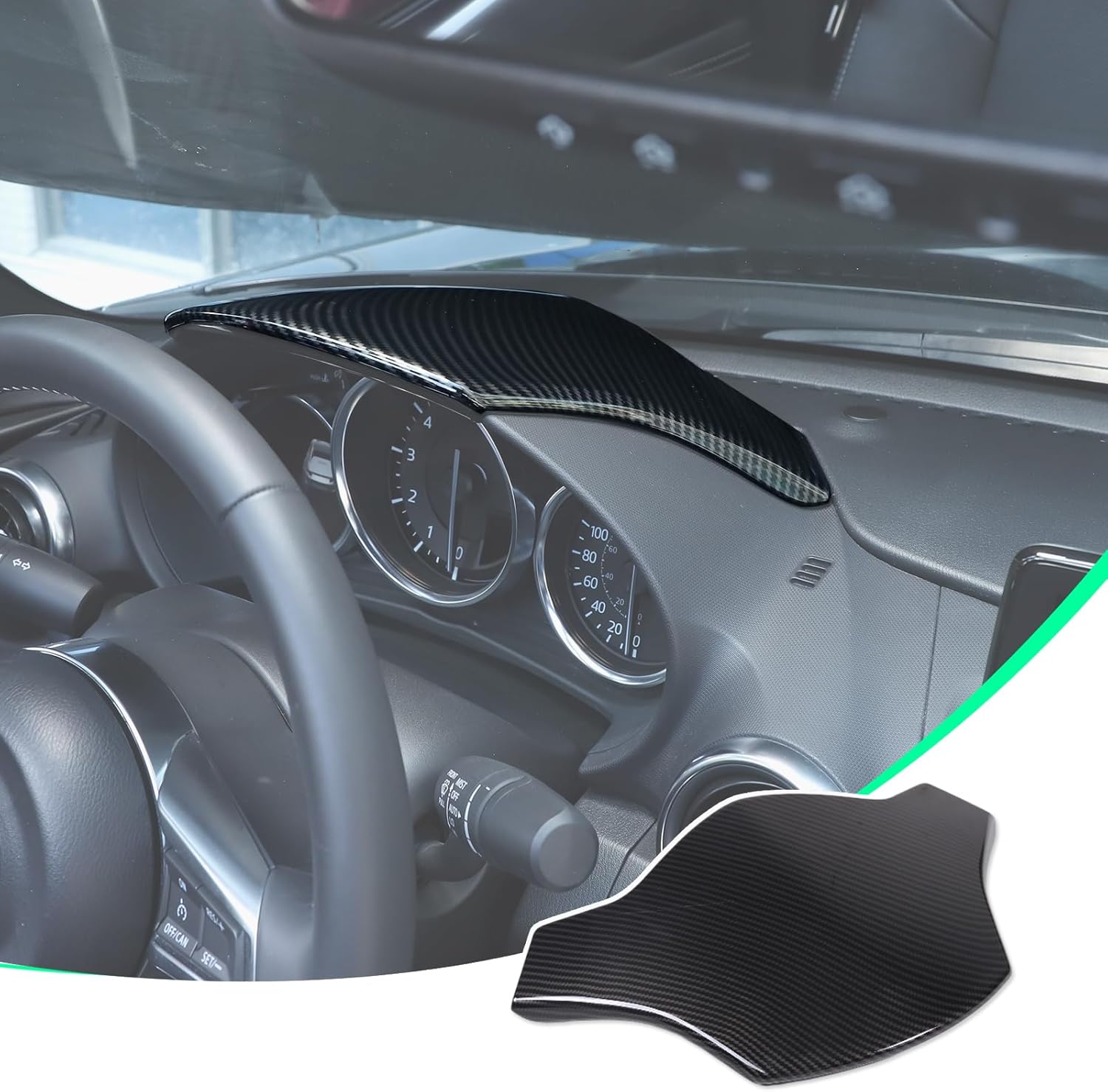 for Mazda MX-5 Interior Dashboard Speedometer Cover Trim, Compatible with 2016+ Mazda MX-5 Carbon Fiber Style Dash Upper Trim Cover Sunshade Glare UV Rays Protective Shield (Carbon Fiber Texture)