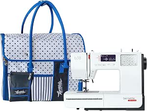 Bernette B38 Computerized Sewing Machine with LCD Display, 394 Stitch Patterns, Auto Needle Threader, LED Light, Includes Polka Dot Carrying Bag
