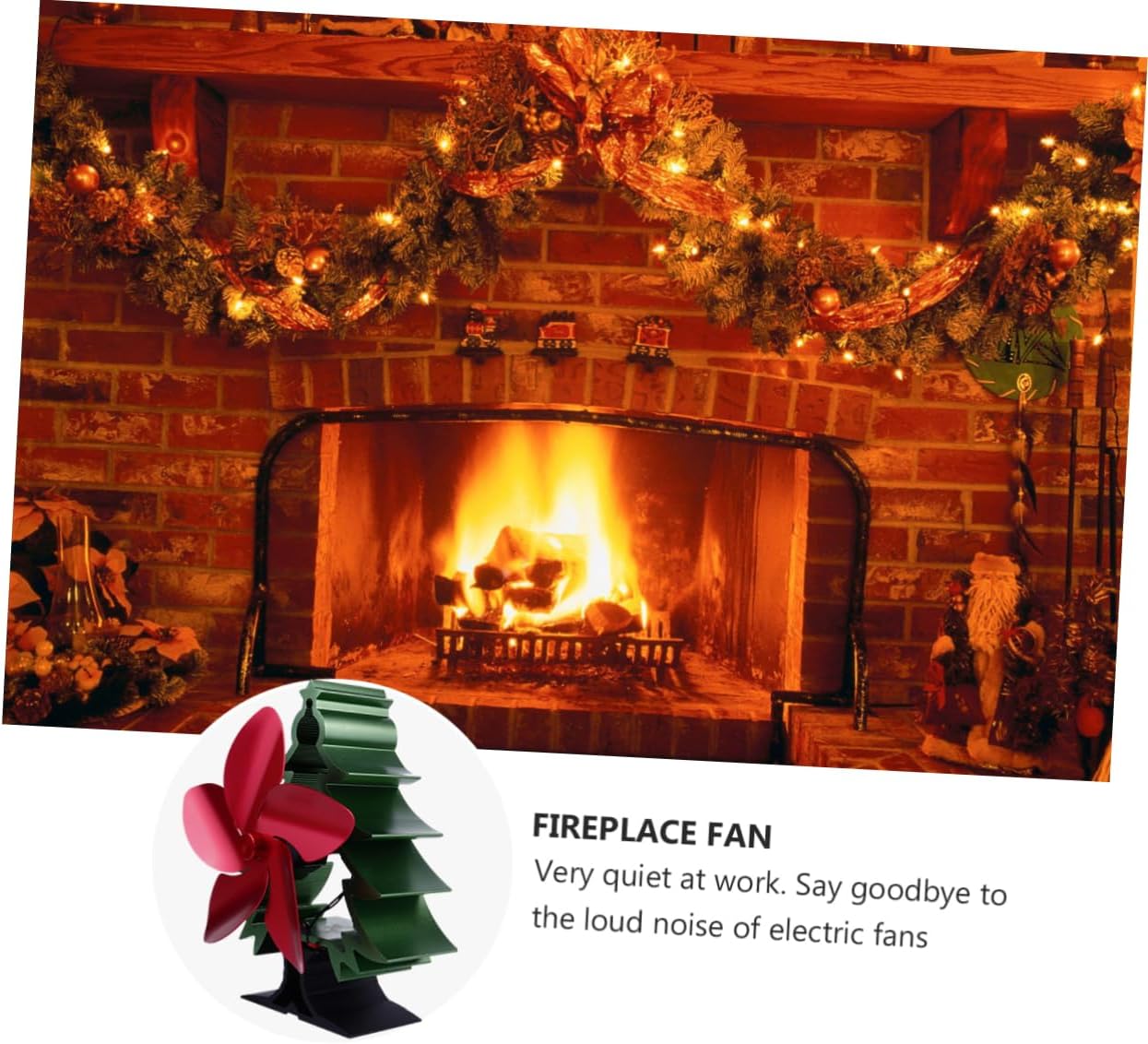 Christmas Tree Heat Powered Stove Fan Blade Silent Fireplace Fan for Burner Thermoelectric Heat Circulation Blower No Battery Plug Needed Ultra Quiet Log Stove Heater Accessory