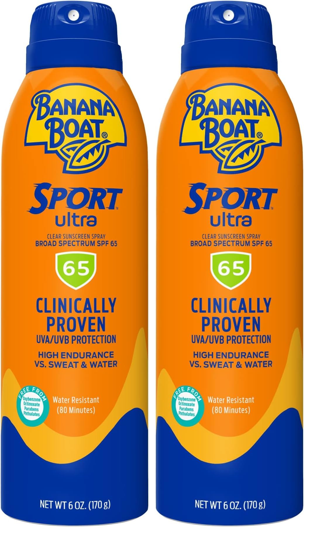 Banana Boat Sport Ultra SPF 65 Sunscreen Spray, 6oz (Pack of 2) | High SPF Sunscreen for Active Use - main product image