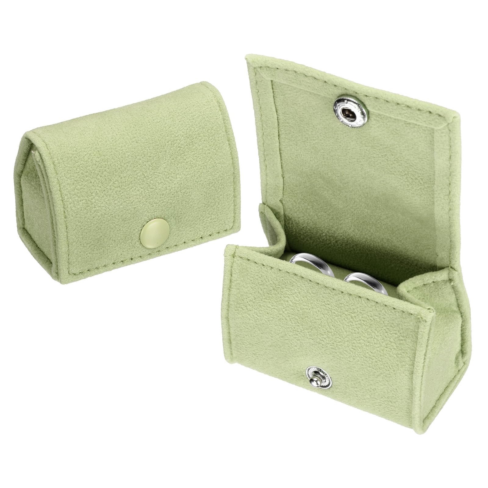 Boîte à bijoux portable en velours vert pour boucles d'oreilles et bagues