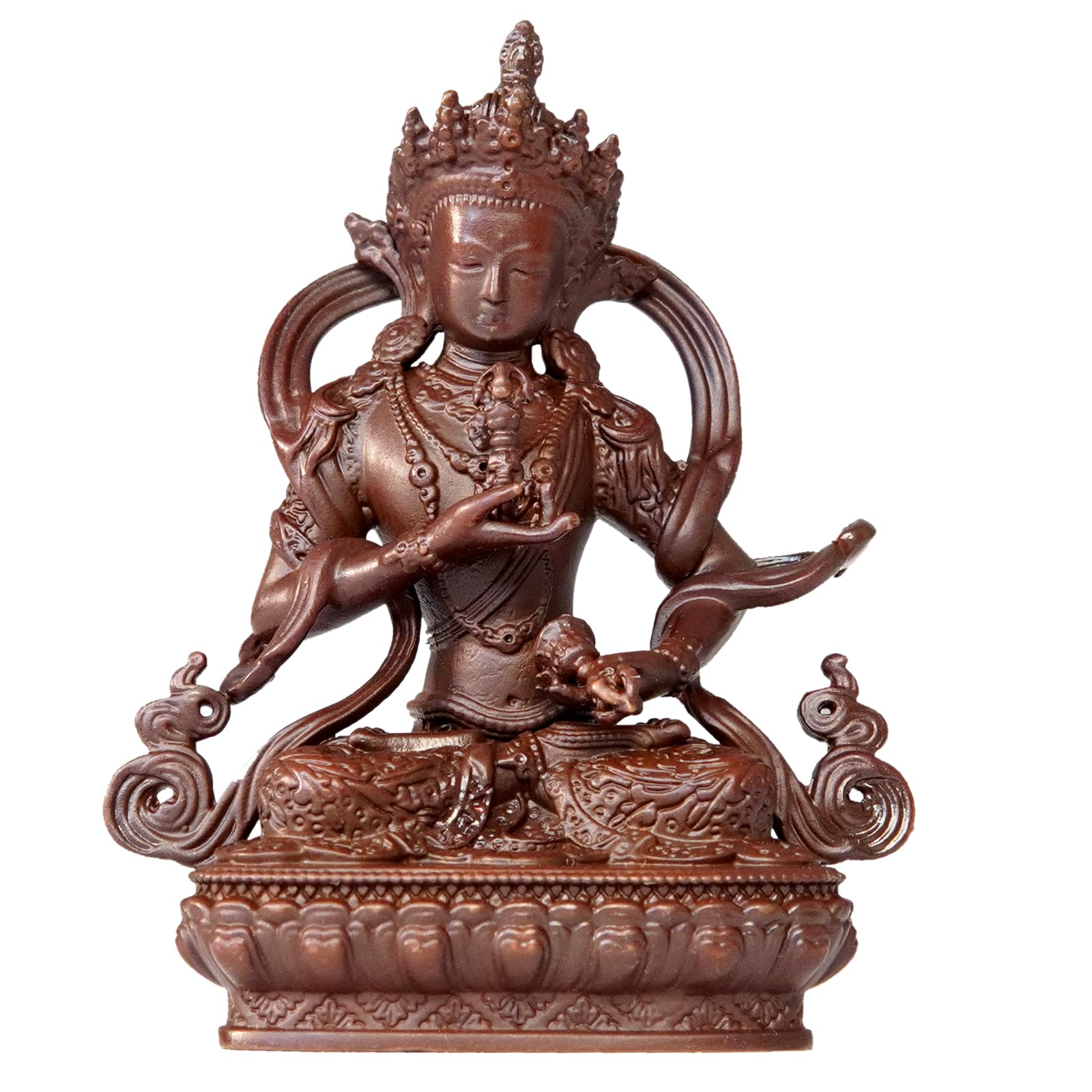 Small Vajrasattva Buddha Statue 2.9 Inch, Handmade Pure Copper Tibetan Buddhist Figurine for Home Altar Meditation Zen Decor, Vintage Office Shelf Gift