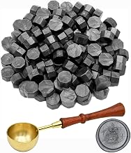 LICQIC Pack of 100 Octagonal Wax Beads with 1 Tealight Candle and 1 Melting Spoon, Sealing Polish for Wax Seal