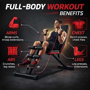 Adjustable Weight Bench Foldable Heavy Duty 600lb Capacity Incline Decline Flat Bench for Home Gym Full Body Strength Training