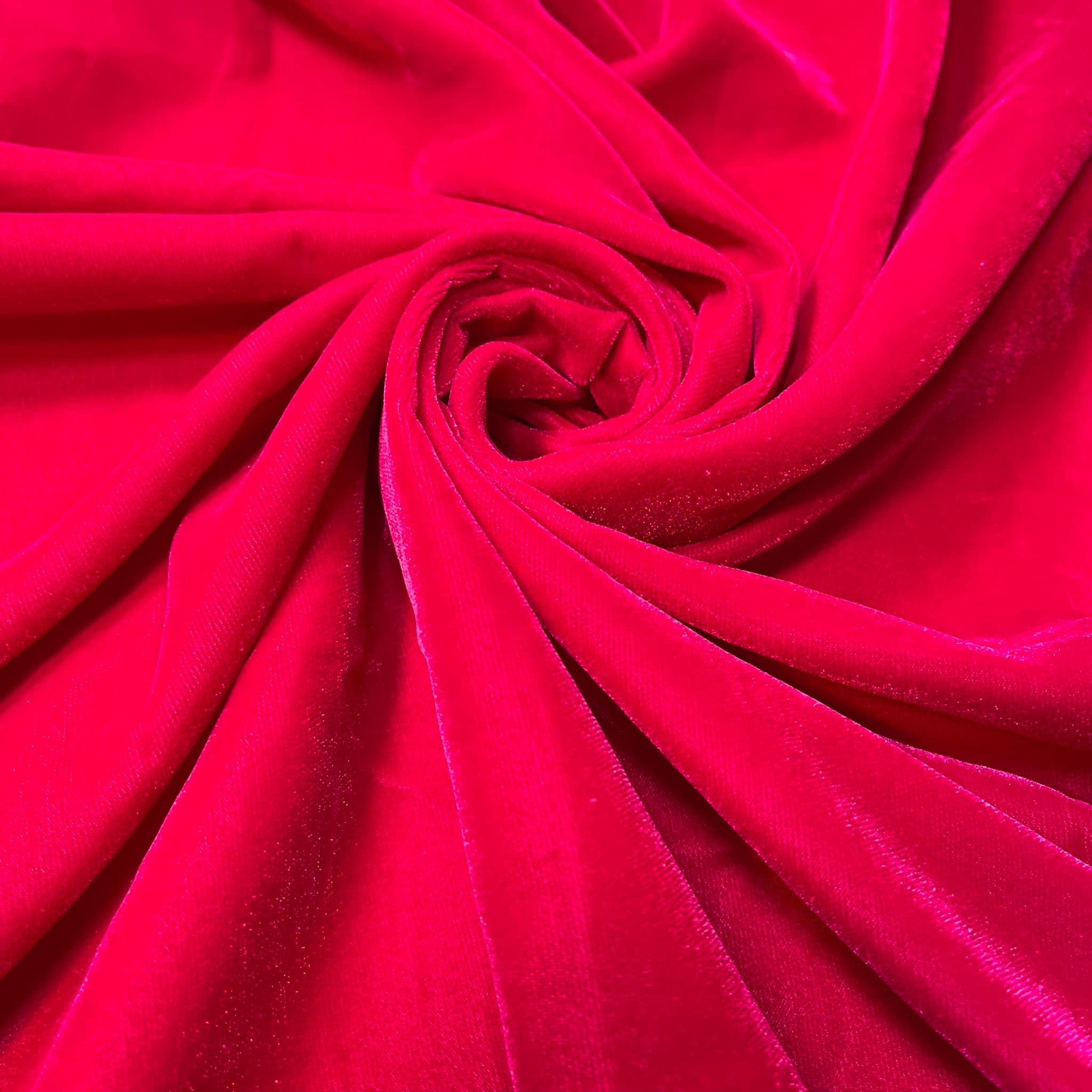 Three Crown Velvet Fabric Soft Strong Material - Home Decor, Curtains, Upholstery, Dress - 112cm Wide (Cerise, 2 Meter)