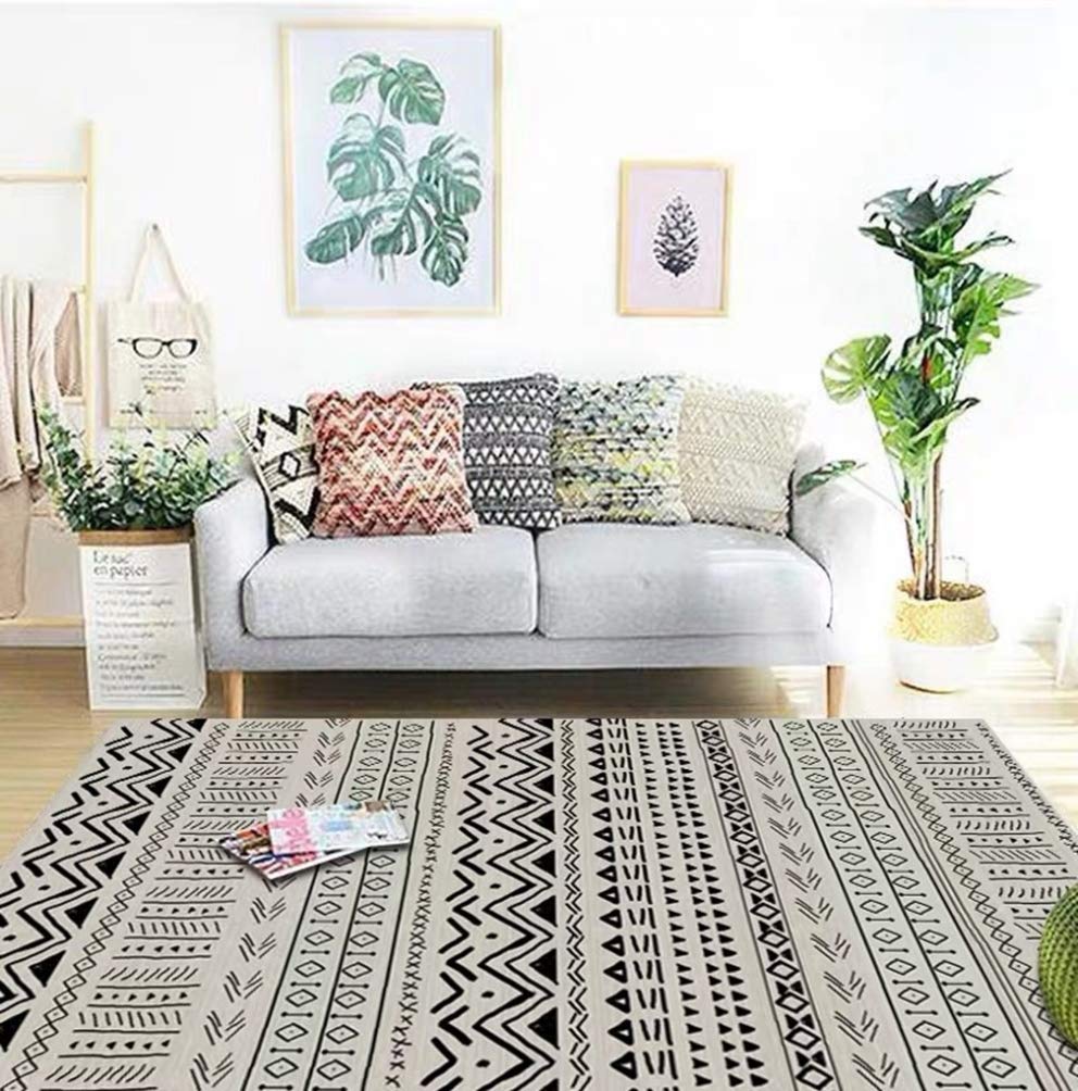 140×200cm高品質カーペット 洗える 滑り止め付 ラグ 北欧風7 Amazon｜北欧風ラグカーペット 洗えるラグ 140*200cm 幾何学柄 滑り