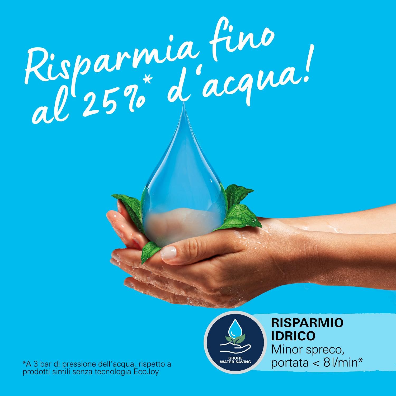GROHE Vitalio SmartActive 150|Manopola doccia a tre getti|GROHE Water Saving (portata limitata a 9,5 l/min)|Sistema di fissaggio universale|Bianco|26597000