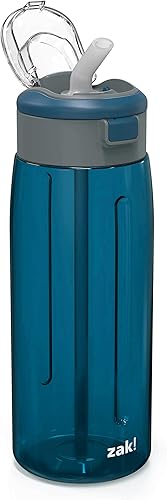 Miniatura 8 de Zak Designs Genesis - Botella de agua de plástico Tritan duradera con tapa de botón fácil de abrir y asa de transporte integrada, diseño a prueba de
