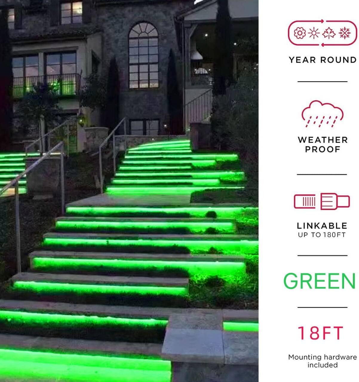 LAMPHOME Green St Patricks Day Lights，St Patricks Day Decoration Neon Light Strip 18FT Flexible Neon Rope Lights Indoor Outdoor 120LEDs/M AC 110VPlug LED Lights for Bedroom Home Commercial Lighting
