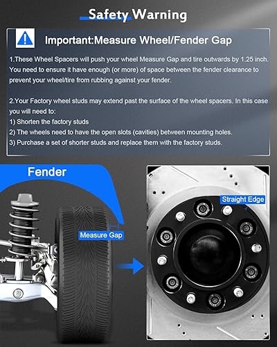 Miniatura 6 de ECCPP 2 espaciadores de rueda de color negro de 1.25 pulgadas de ancho, se ajusta a Lincoln Aviator, Ford, Mustang Ranger, Mercury Mountaineer, 4