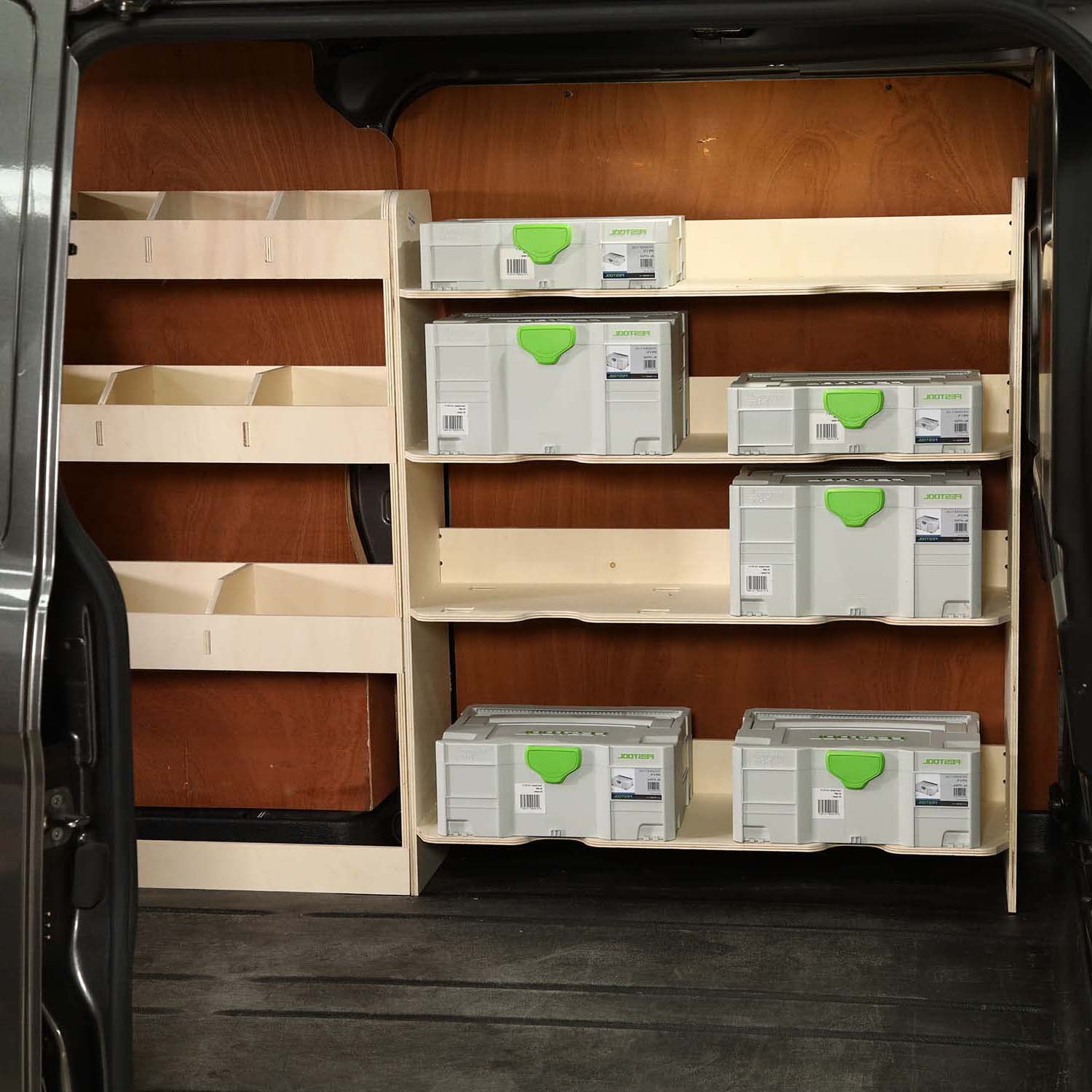 Vanify - Kompatibel mit Volkswagen Transporter T5 T6 L1 2003+ Fahrzeugeinrichtung Fahrzeugregale, Festool und hinteres Regal