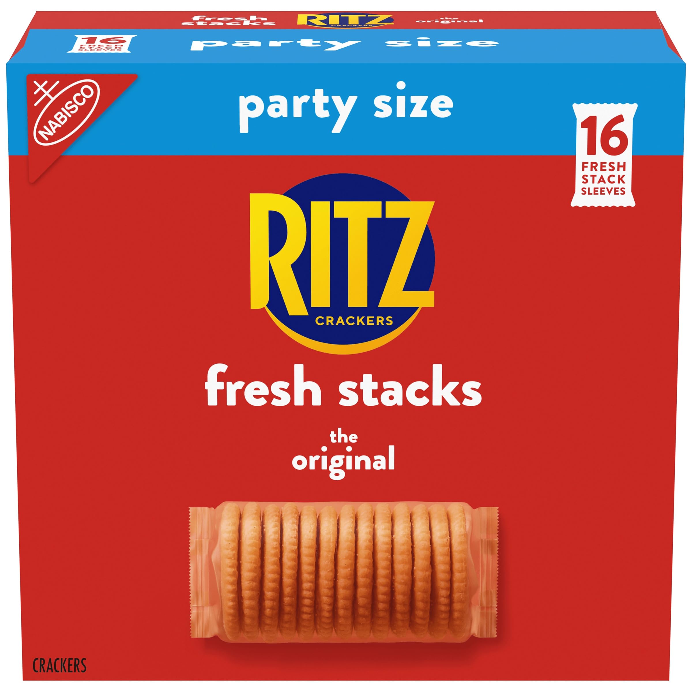 RitzFresh Stacks Original Crackers, Party Size, Travel Snacks, 23.7 oz (16 Multi Snack Packs)