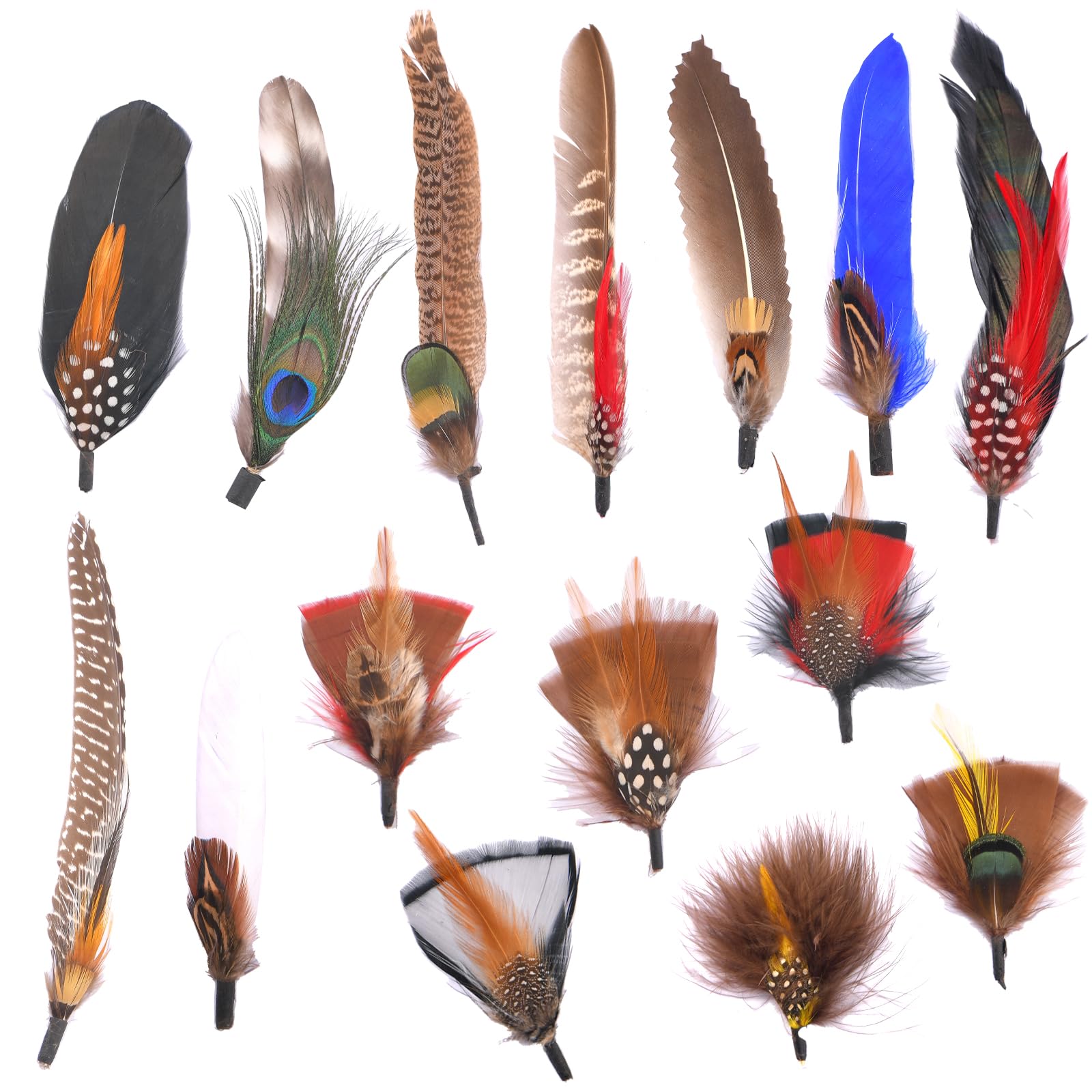 Oulisen Hat Feathers - 15PCS Colorful Real Feathers for DIY Fedora, Cowboy, Christmas Party, Oktoberfest, Trilby Hats Christmas Party Hats, Feather Accessories DIY Decorations