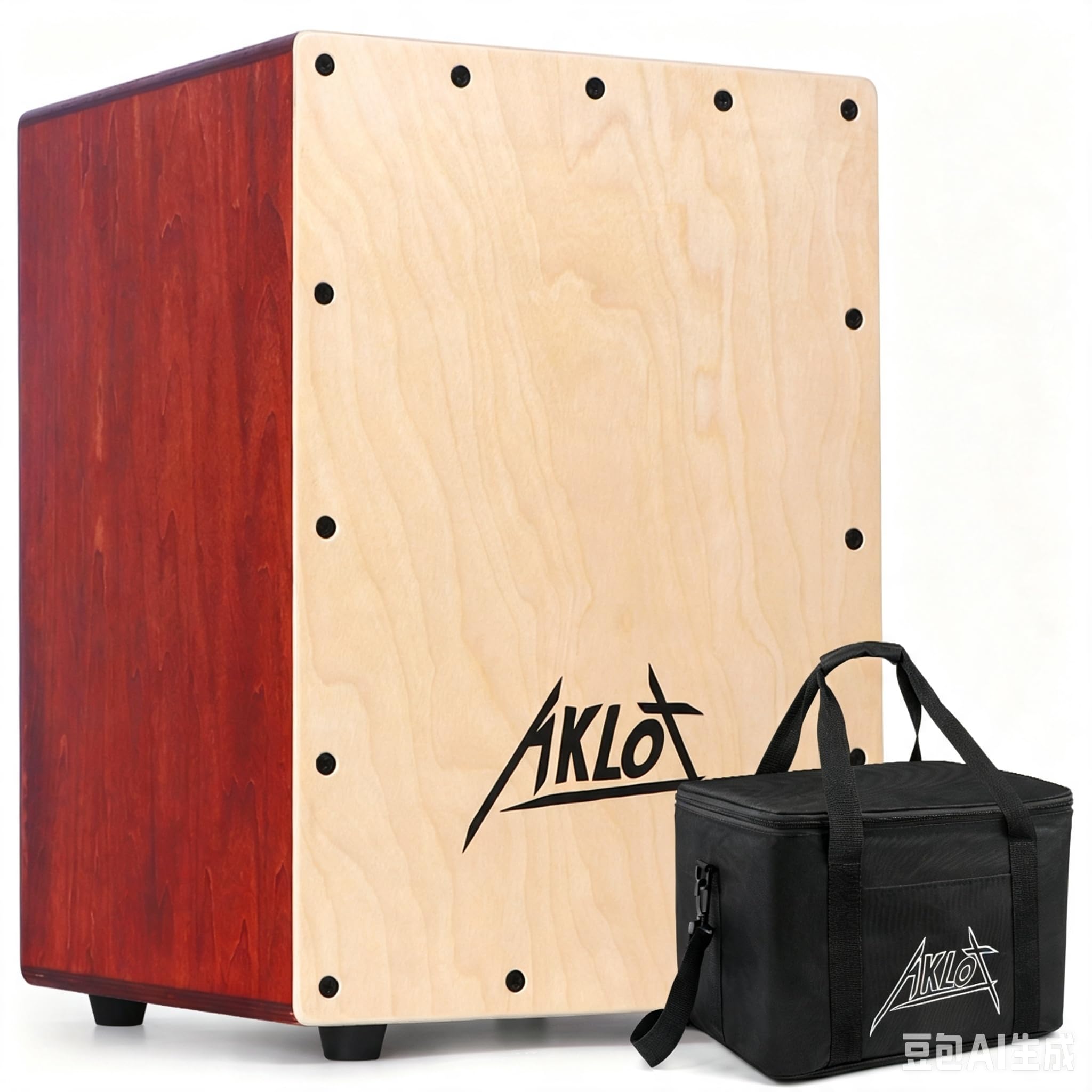 AKLOT Scatola di percussione in legno con pinze interne regolabili, legno betula, 30 cm