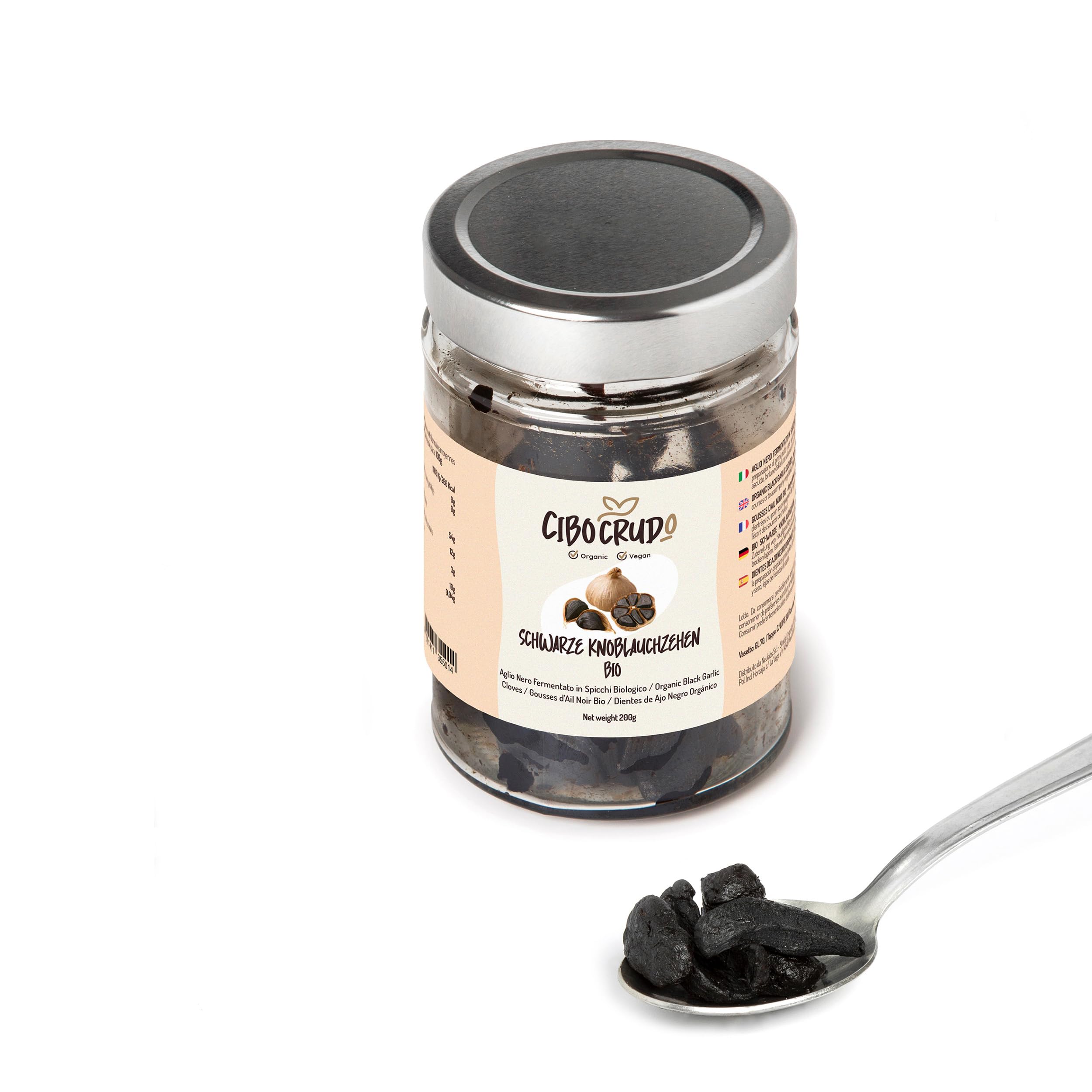 Schwarzer Knoblauch Bio Fermentierter – 200g. Premium Qualität Fermentierter Knoblauch aus Spanien Reich an Mineralsalzen Vegan & Natürlich. Energetisierend und Antioxidativ. Black Garlic.