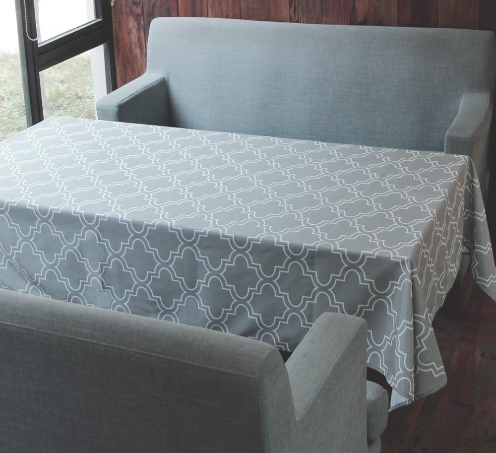 Tektrum 60 X 84 inch Rectangular Microfiber Moroccan Quatrefoil Tablecloth Table Cover - Spill Proof/Stain Resistant/Waterproof/Wrinkle Free - Great for Parties, Banquet, Dinner (Light Grey)