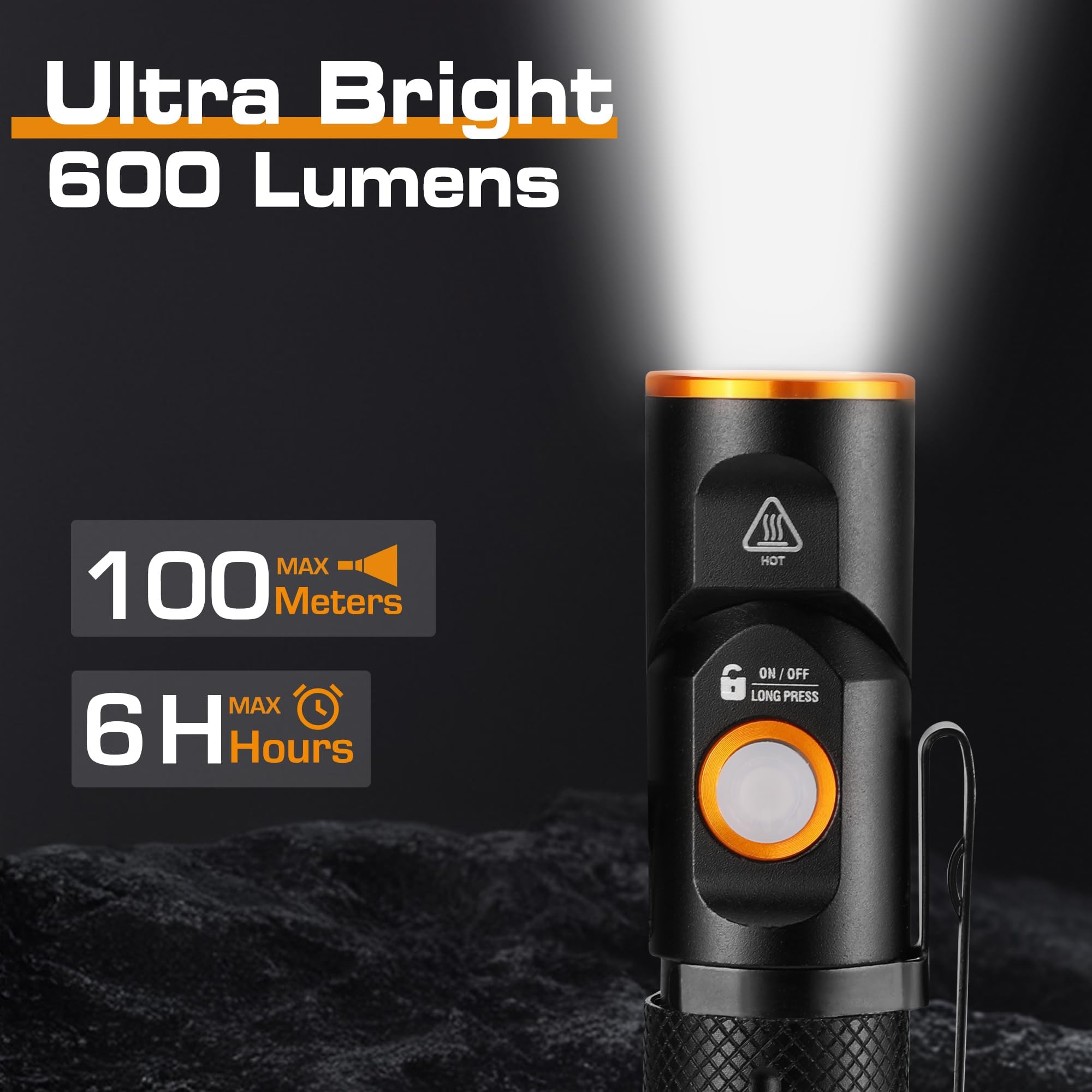 EverBrite 600LM Rechargeable EDC Flashlight with Swivel Head