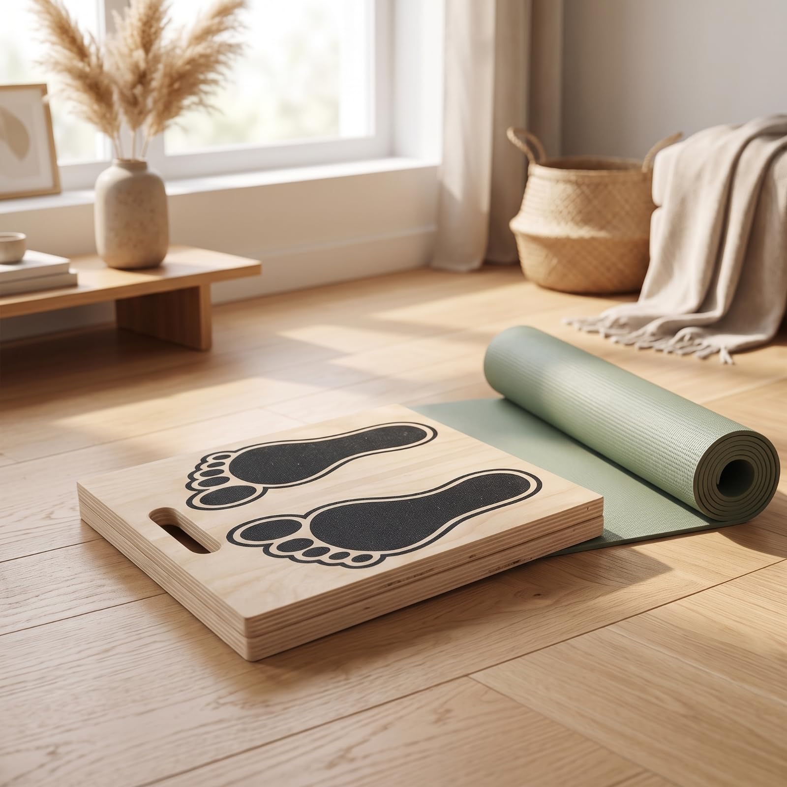 Fitness Training Board Tavola Inclinata Regolabile Pedana Slittante Pedana Stretching Supporto in Legno Pieghevole con Impugnatura E