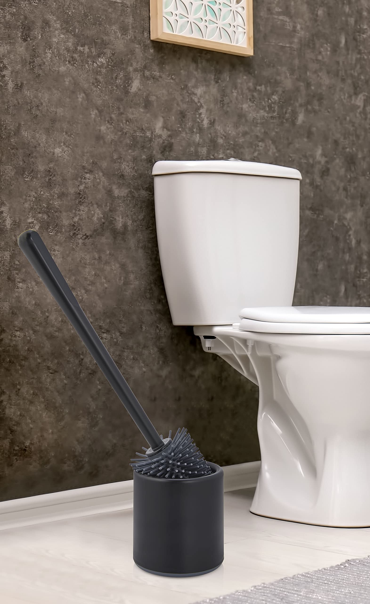 ATA HOME Silikon WC Tuvalet Banyo Fırçası Klozet Fırçası Siyah Oval