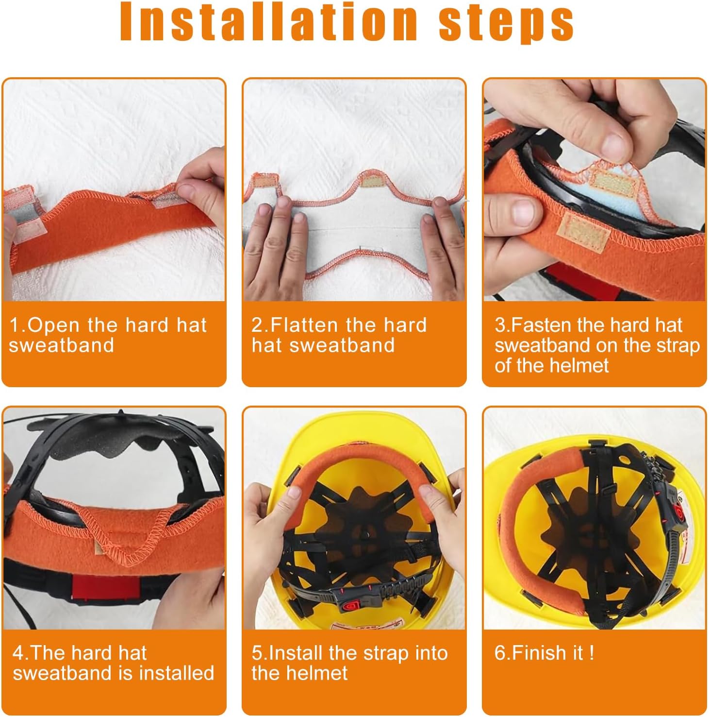 2/8 PCS Hard Hat Sweatband - Washable Reusable Hardhat Sweat Bands，Hard Hat Liner Replacement, Universal Hardhat Accessories for Construction Hats, Welding Helmets & Chainsaw Helmets