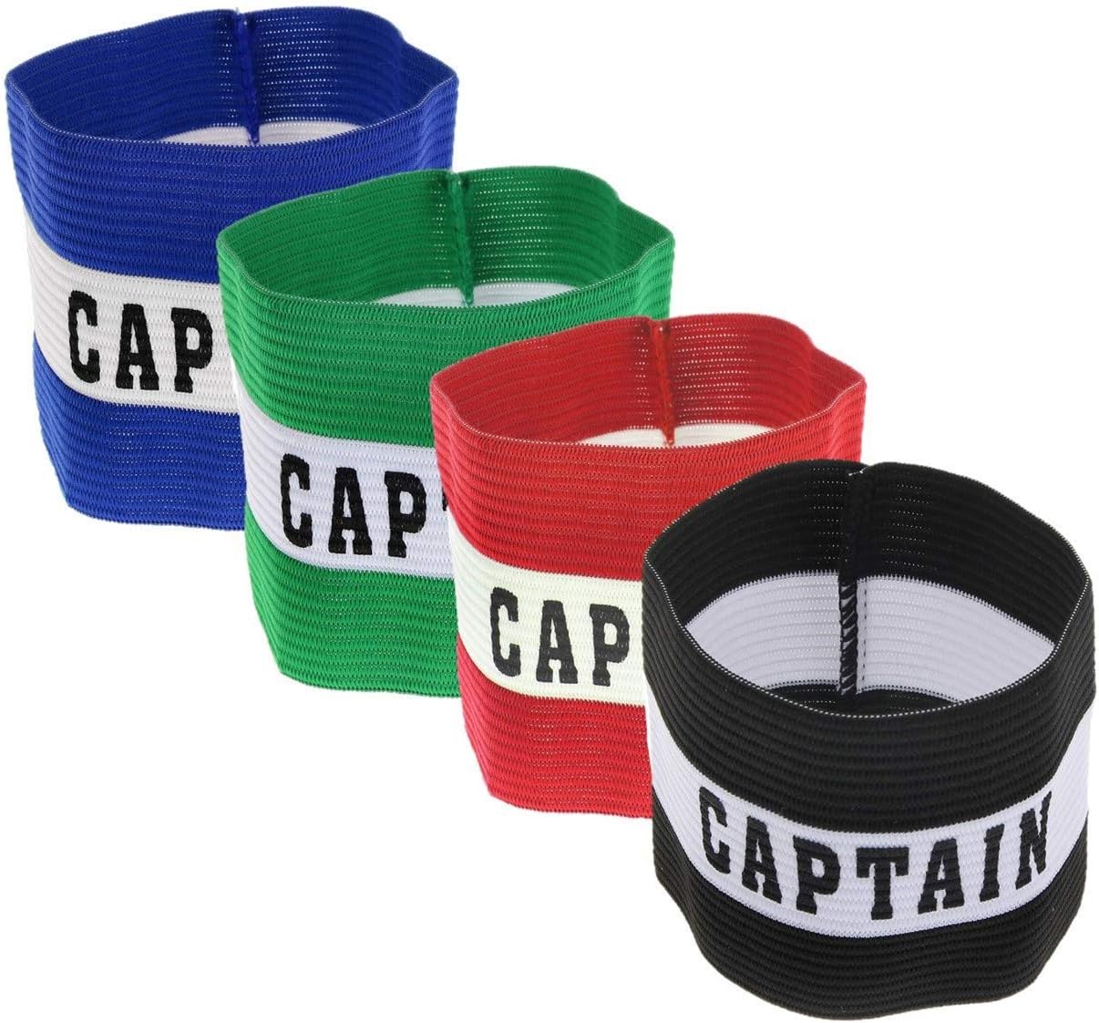 Gisco Captain Arm Band | Elastic Football/Soccer Arm Band | Set of 4 | Multi-Colour | Senior | Free Size