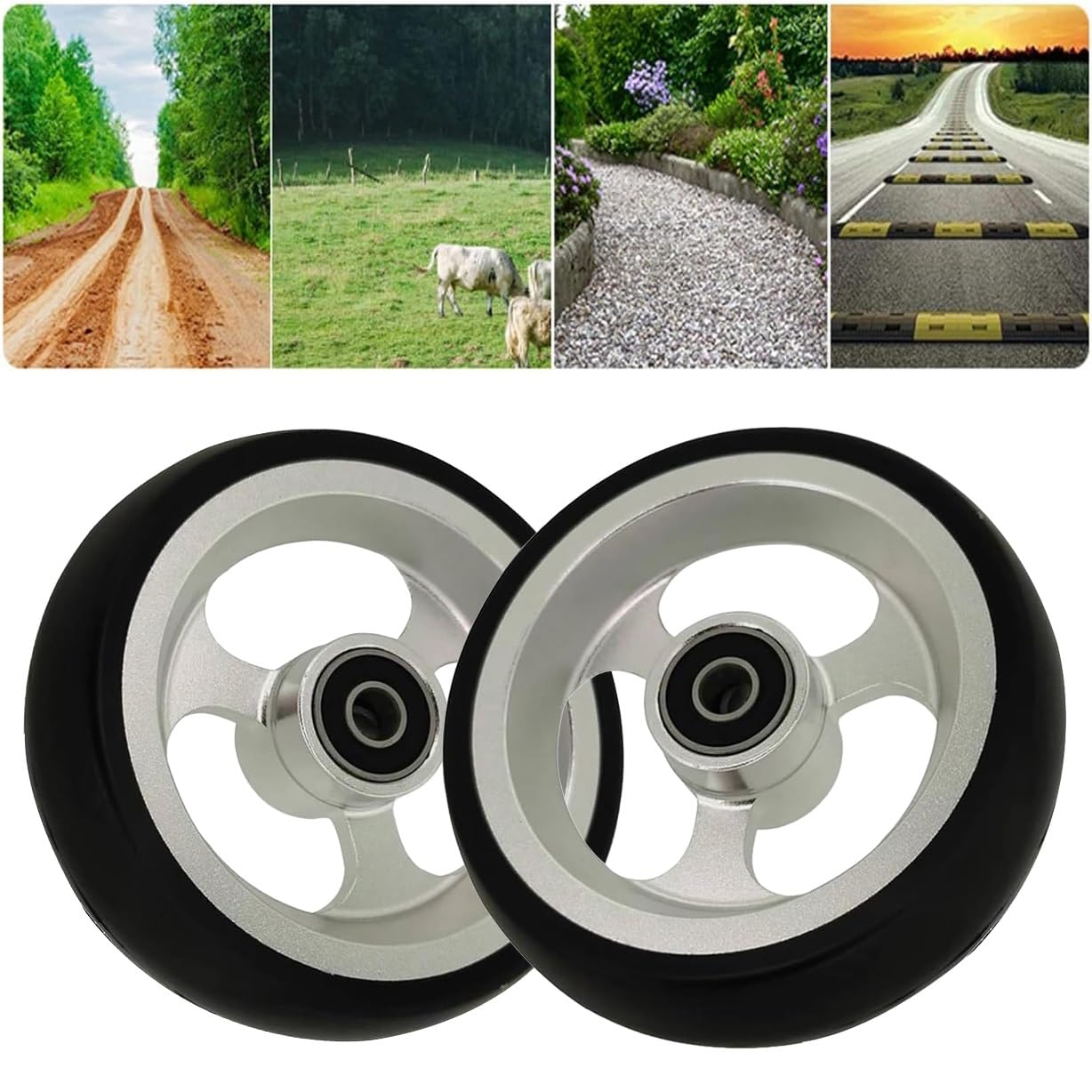 Koło przednie do wózka inwalidzkiego, koło zapasowe 4/5 cala do chodzika sportowego, opona pełna bez pneumatycznych z piastą koła ze stopu aluminium(125mm/5inch)