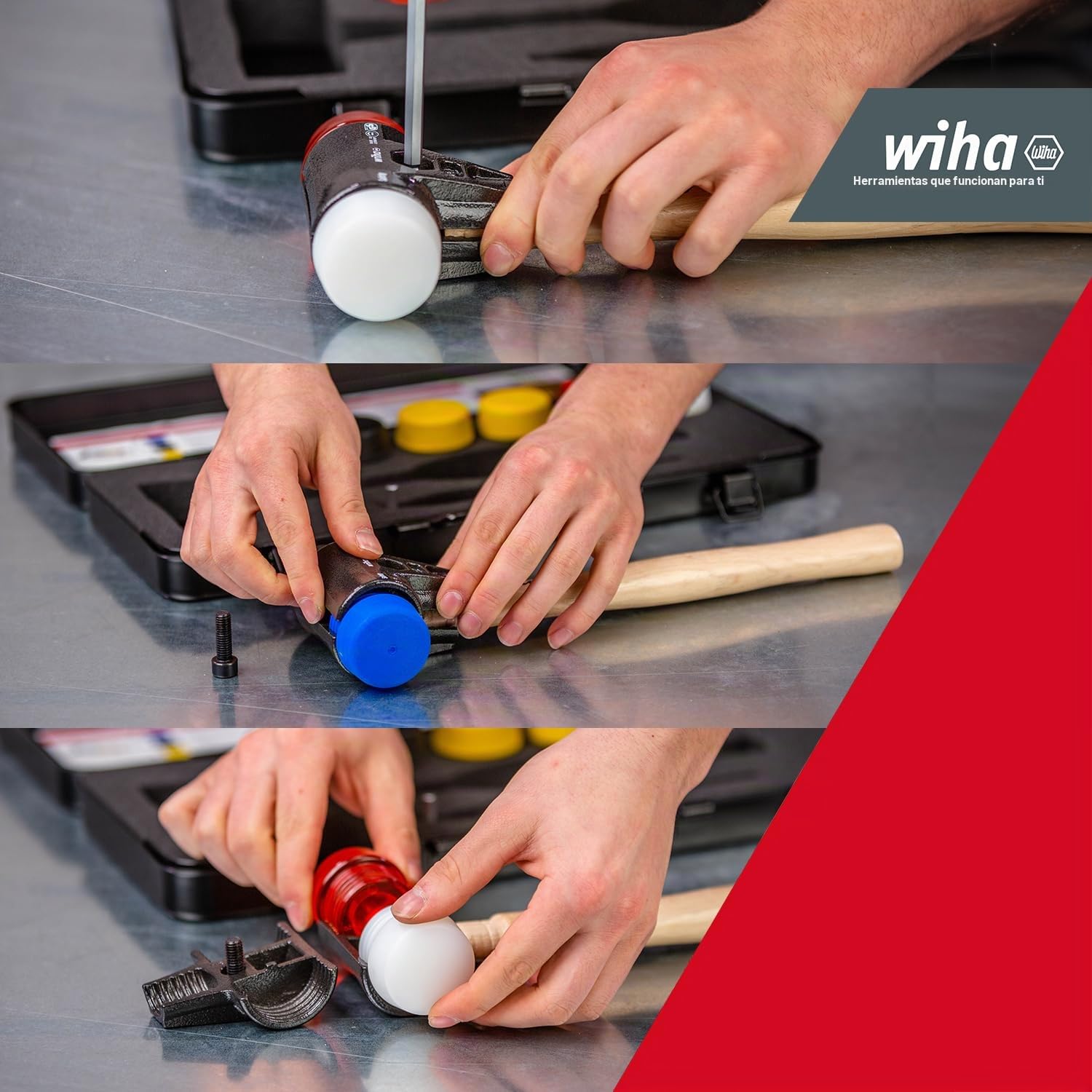Wiha - Juego de martillos de cara blanda Safety