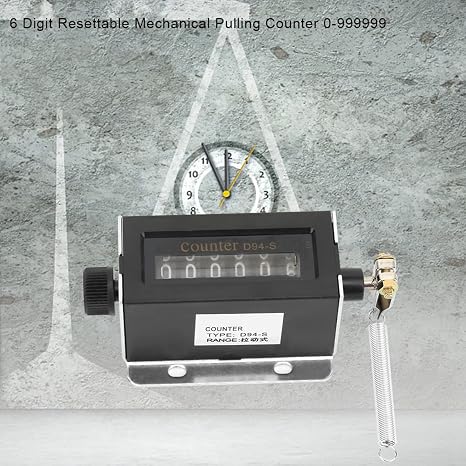 D94 - S Digital Counter,0-999999 6 Digit Punch Counter Resettable Mechanical Pull Counter