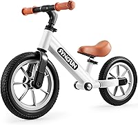 SYNCFUN 12'' Toddler Balance Bike for 2-5 Year Olds - Lightweight Adjustable Seat, Rubber Tires, Kids Balancing Bike Birthday Gift (White)