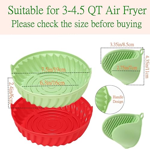 Miniatura 7 de Cesta de silicona para freidora de aire, 7.5 pulgadas reutilizable para freidora de aire (paquete de 2), insertos de bandeja de silicona para