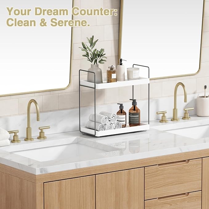 Organizador de Baño Forbena Blanco y Gris, 2 Niveles, para Encimera miniatura 5