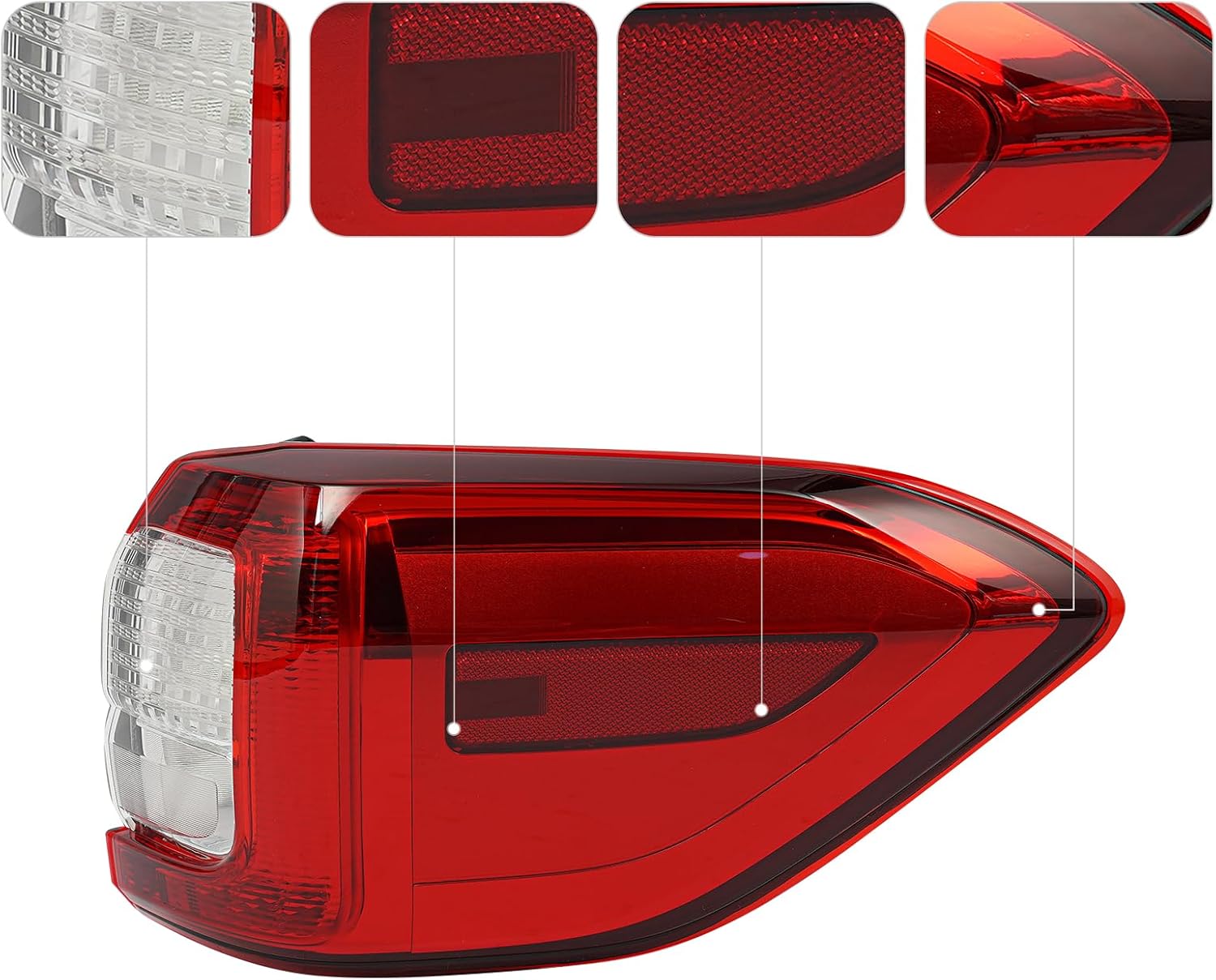 LED Tail Light Assembly for Subaru Ascent 2019 2020 2021 2022 2023 Right Passenger Side Rear Outer Tail Light Brake Lamp Replacement Black Housing Clear & Red Lens SU2805112 (Right Passenger Side)