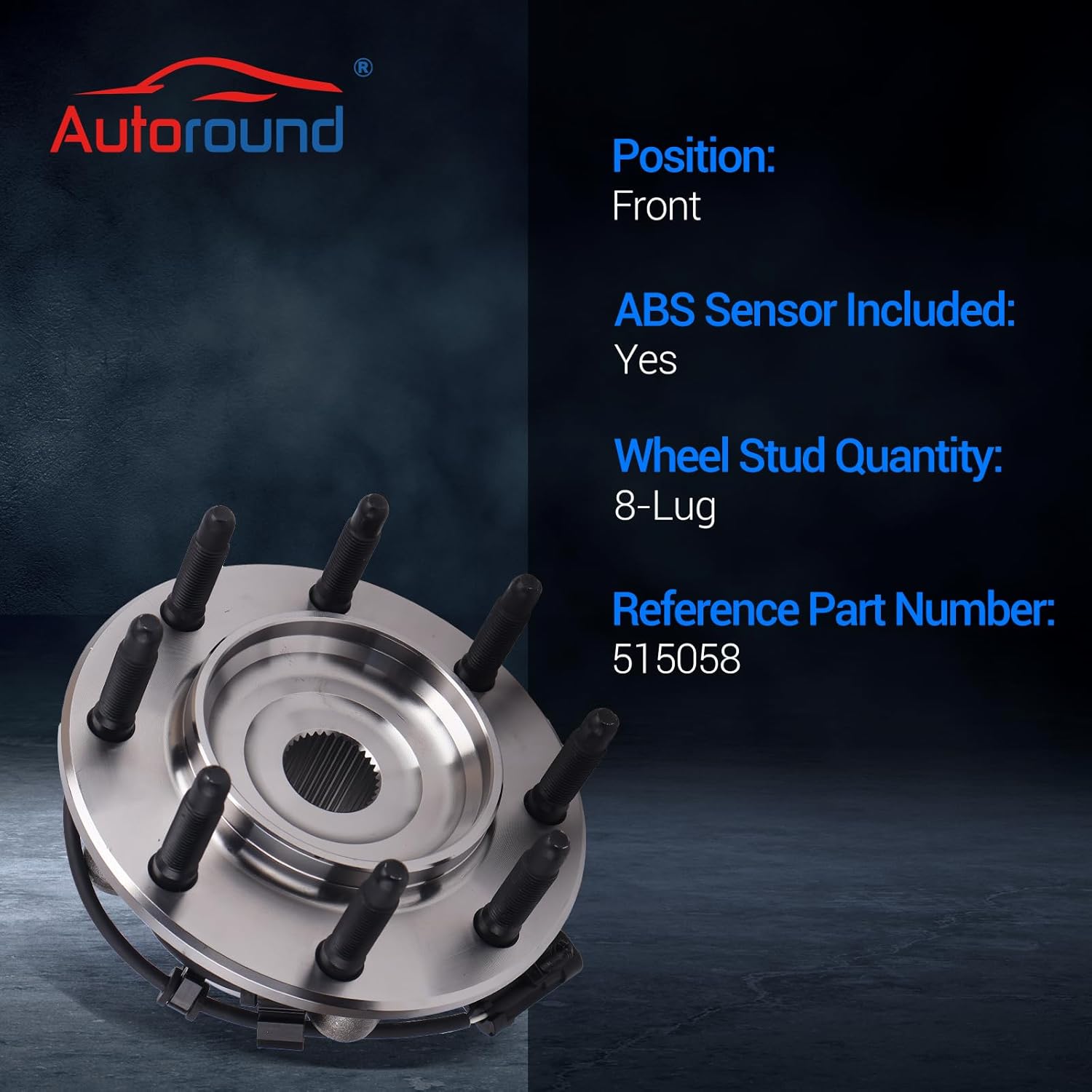 Autoround 515058 4WD Front Wheel Bearing and Hub Assembly Fit for 1999-2007 Chevy Silverado Suburban Avalanche 1500 2500 3500 HD, GMC Sierra Yukon XL 1500 2500 3500 HD, Hummer H2, 8 Lug w/ABS