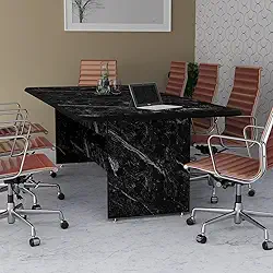 Mesa de Jantar Retangular Grande 8 Lugares Estilo Mármore Sofisticada