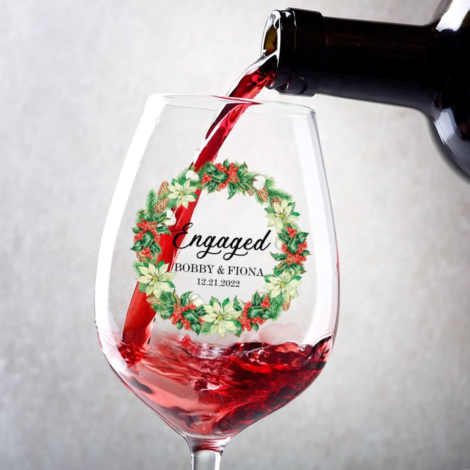 Verres à vin drôles We're Engaged 2023 de 325 ml pour fête de fiançailles