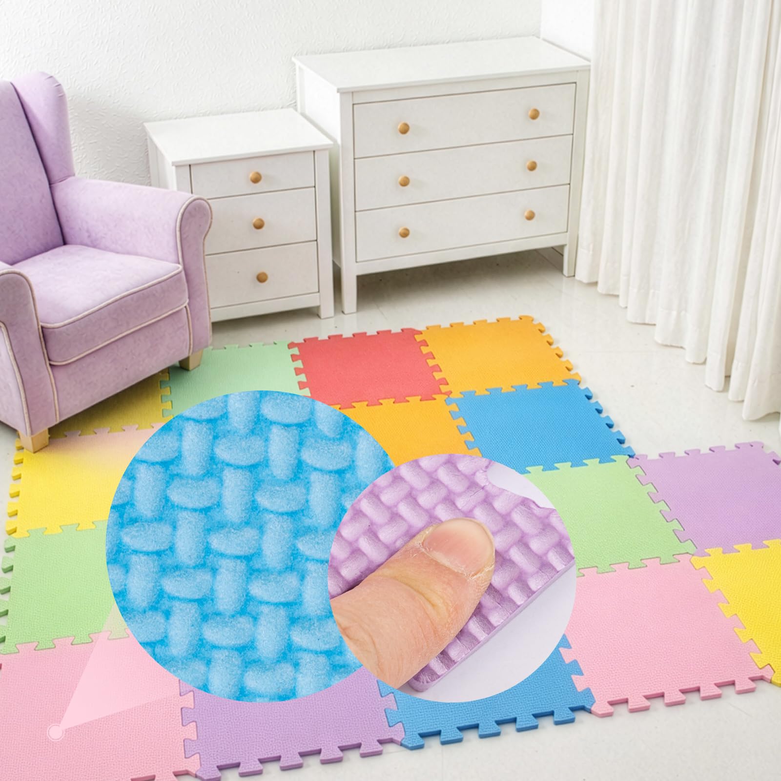 Lot de 18 Tapis de Sol Puzzle en Mousse pour Enfants – Tapis de Jeu Éducatif et Interactif 30x30 cm, Moquette EVA Antidérapante, Protection Confortable pour Enfants (Couleurs Assorties)