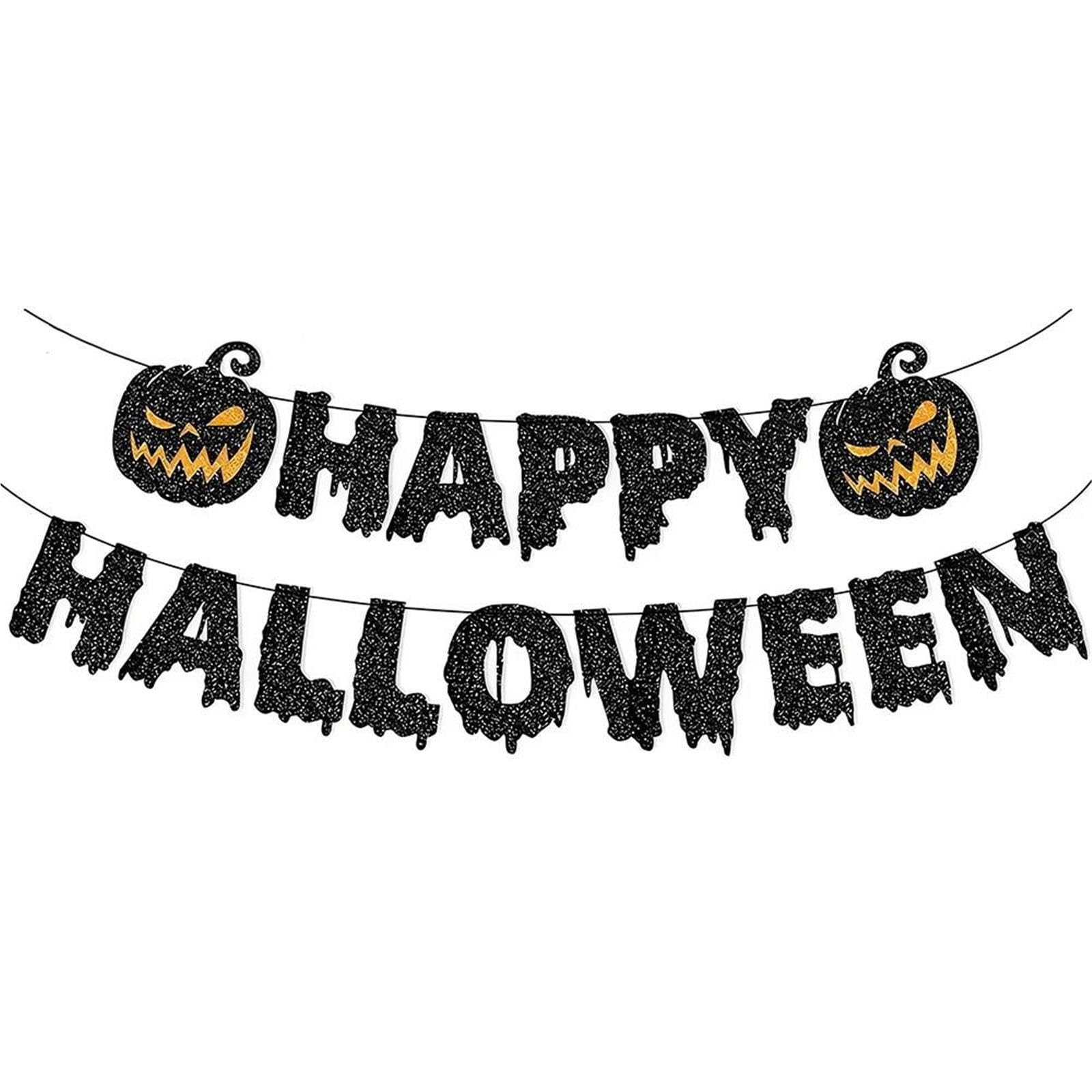 Banner de feliz Halloween, banderín guirnalda colgante papel