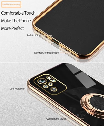 Miniatura 2 de Compatible con Redmi Note 10S Case Ring Holder Magnet Green, para Xiaomi Redmi Note 10 0.14 oz Funda de teléfono de silicona a prueba de golpes