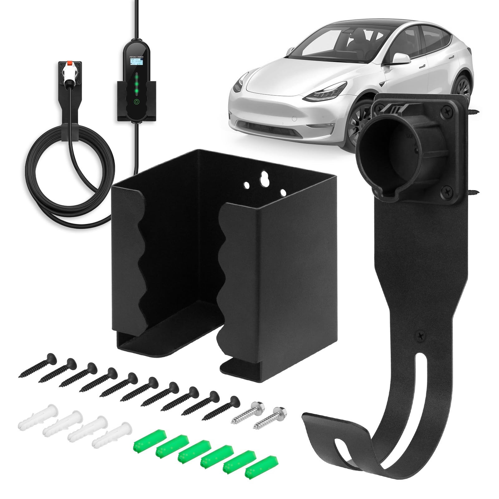 HTLAKIKJ EV Charger Holder - Enduring Metal EV Charging Box Holder Adjustable For Different Size - View #5